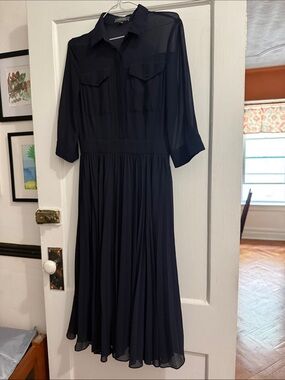 Maryling Italian luxury brand,3/4 Sleeve Pleated Midi Shirt Dress